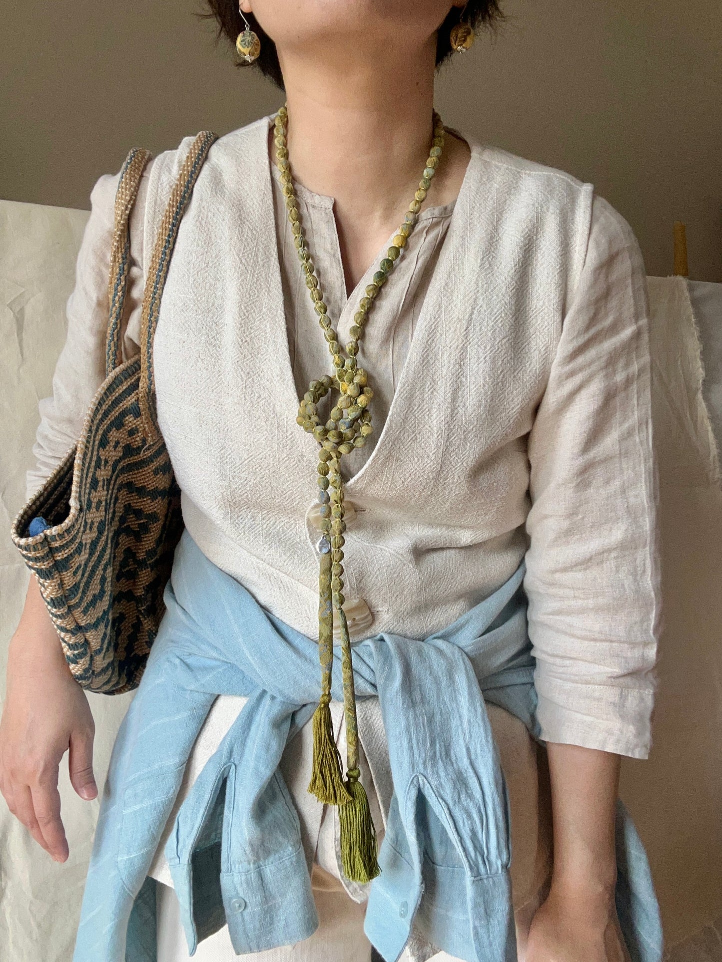 SAKURAKA Necklace -Olive Yellow